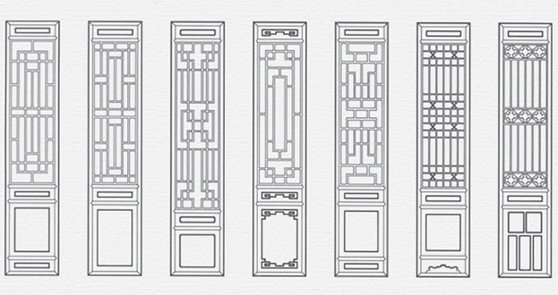 布拖常用中式仿古花窗图案隔断设计图